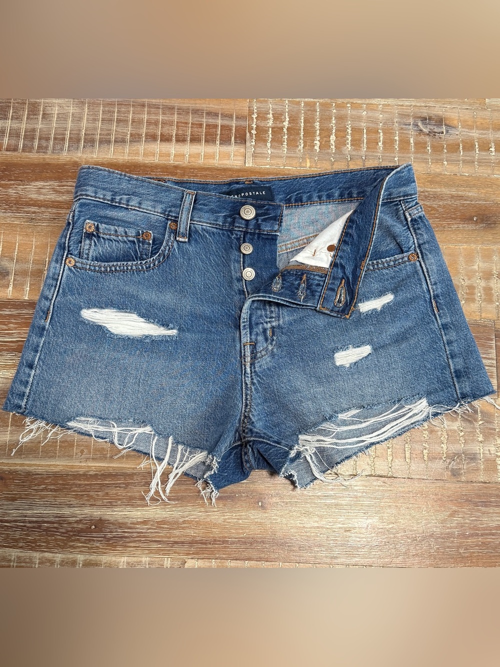 Aeropostale Light Blue Distressed Denim boyfriend Shorts
